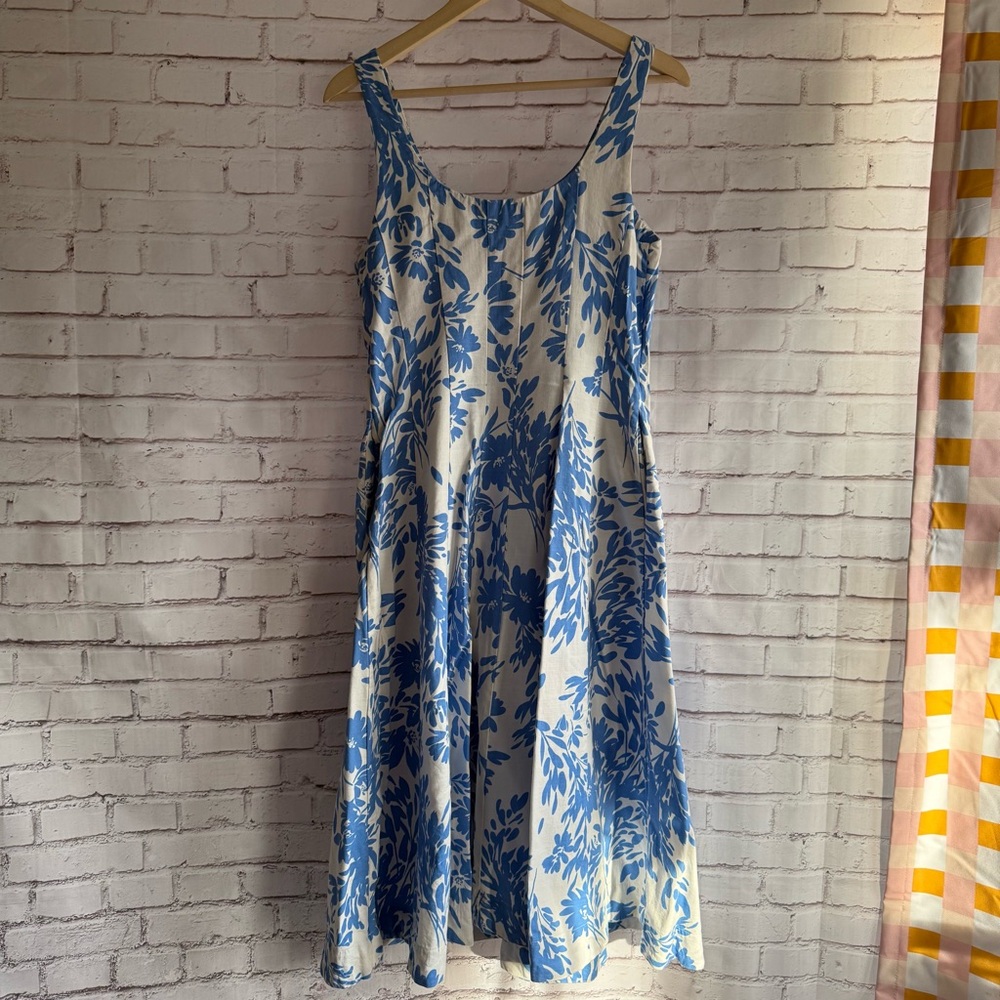 A New Day White and Blue‎ Floral Midi Dress - Picture 2 of 7